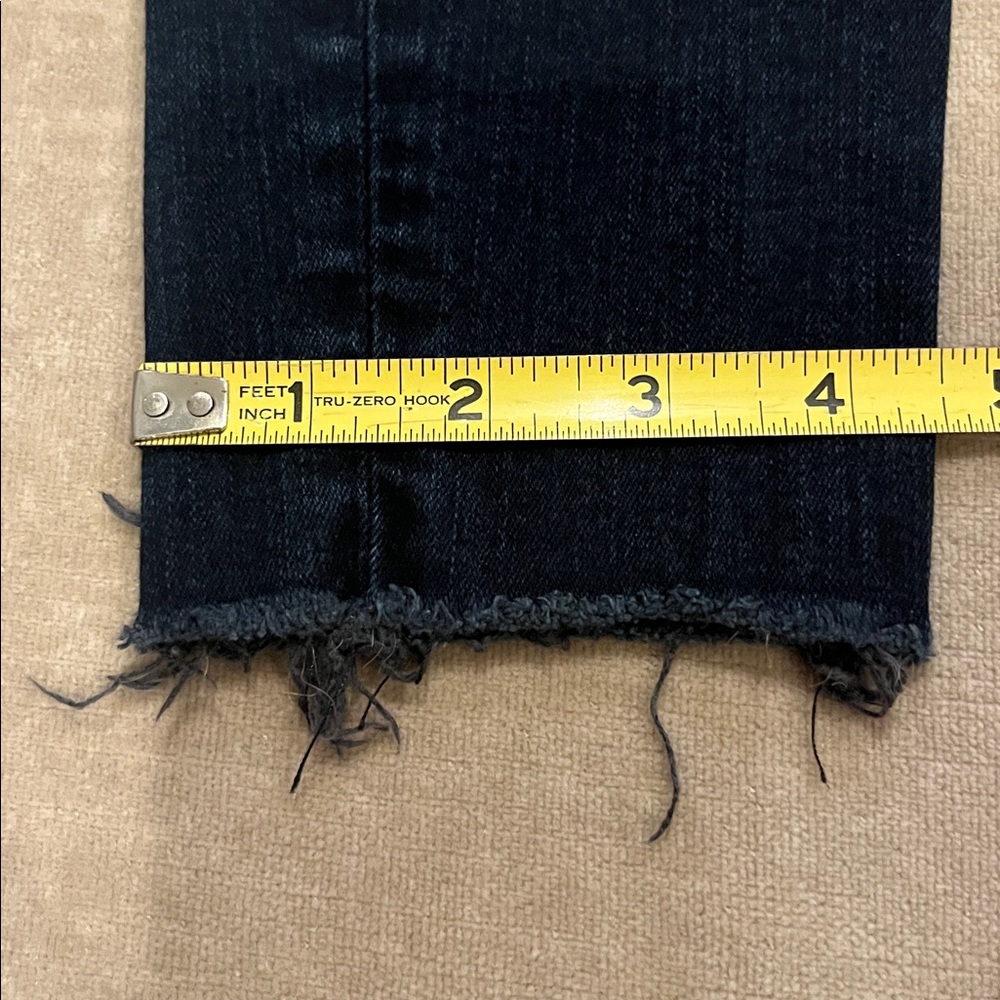 J Brand Indigo Denim Cropped Skinny Distressed Hem Holes in Knees Size 26 - Picture 10 of 11